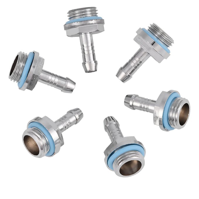 6 STUKS PC Waterkoeling Twee aanraakkoppeling G1 4 Draad Tuitconnector voor Buis 11mm