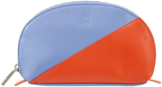 DuDu - Lederen Toilettas - Rits - Middenformaat - Contrasterende Kleuren