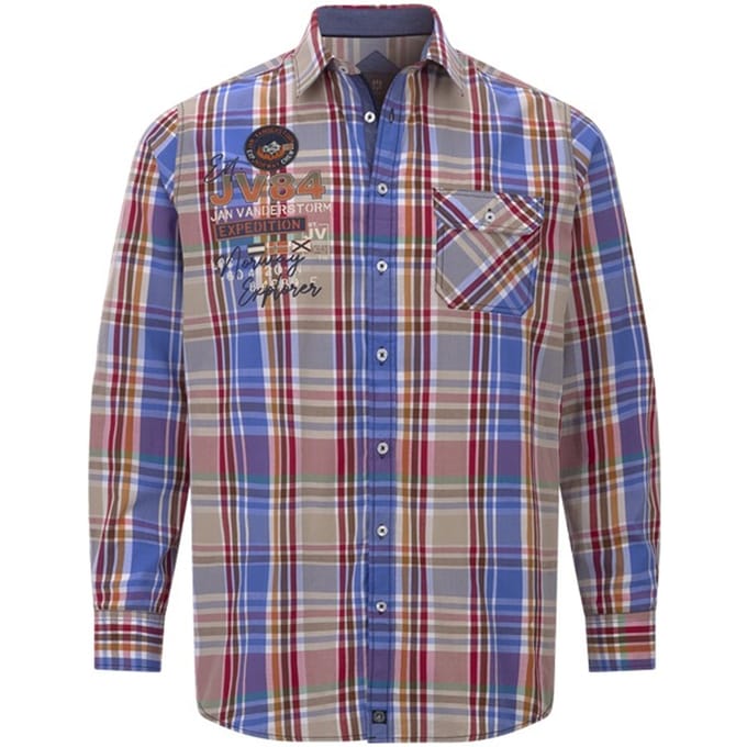 Jan Vanderstorm herren Overhemd - 51/52 - blauw - Plus Size