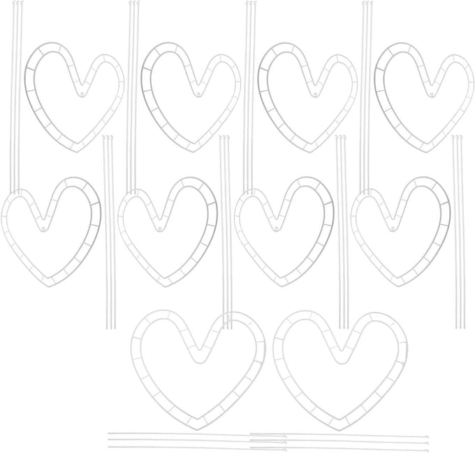 Bloemstuk Houder - Boeket Shaper - Bruiloft Decoratie - Romantische Hartvorm - 10 Sets - Wit