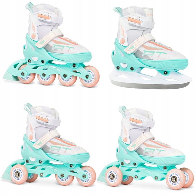 RAVEN Profession 4-in-1 Schaatsen/Skeelers Wit/Mint/Oranje maat 28-32