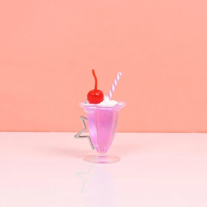 Pendentif étoile de crème glacée mignon, simulation de nourriture, fruits, Dessert, sac pendentif tasse à gâteau, pendentif, cadeau pour fille violet
