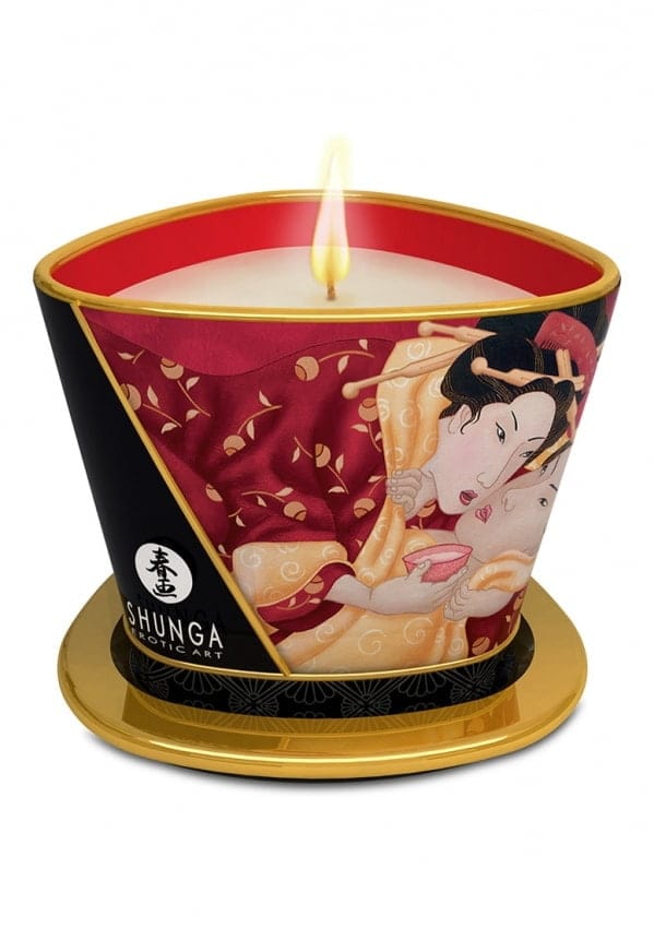 Shunga - Massagekaars Romance & Strawberry Sparkling Wine