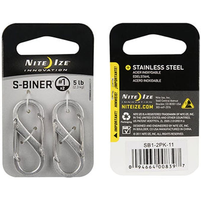 Nite ize s-biner karabijnhaak 2-pack zil