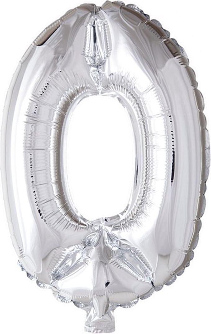 Folie ballon cijfer 0 zilver 41cm