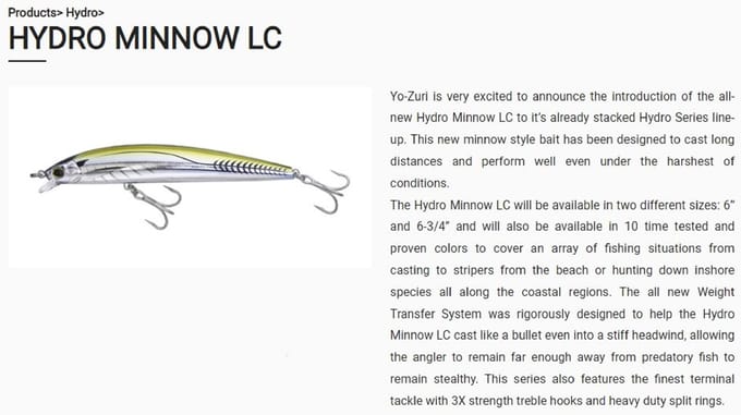 Yo Zuri Hydro Minnow Long Cast 150 mm drijvend kunstaas R1322-HGLB (7400)