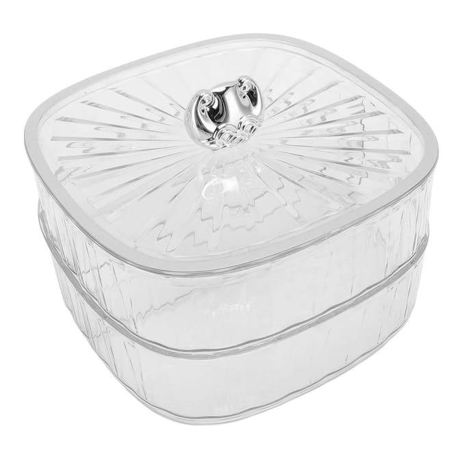 Snackschotel 2 Laags Verdeeld Transparant Stevig Plastic Serveerschaal voor Snoep Gedroogd Fruit white