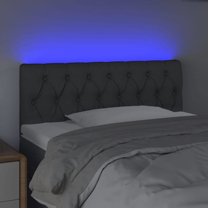 vidaXL - Hoofdbord - LED - 100x7x78/88 - cm - stof - donkergrijs