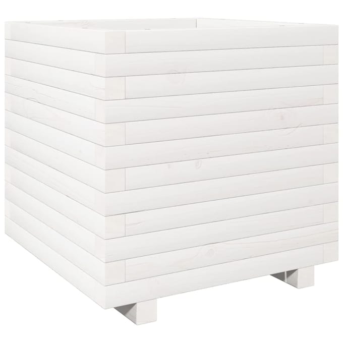 vidaXL - Plantenbak - 50x50x49,5 - cm - massief - grenenhout - wit