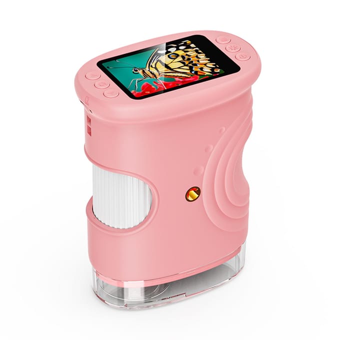 Draagbare Digitale Microscoop voor Kinderen 1000X 2.0 Scherm Draagbare Oplaadbare Telescoop roze