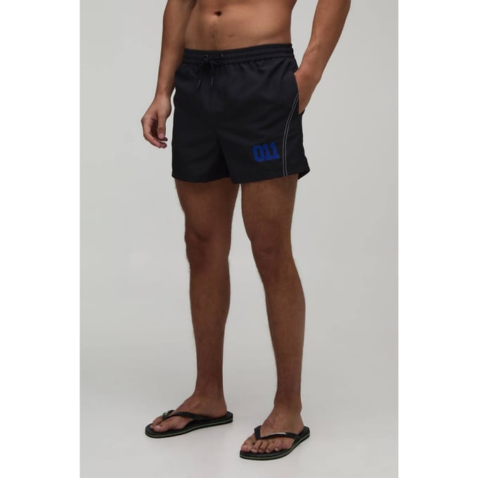 Zwemshort Met Contrasterende Stiksels En Korte Lengte | Black | Size Small