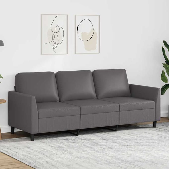 vidaXL - Driezitsbank - 180 - cm - kunstleer - grijs