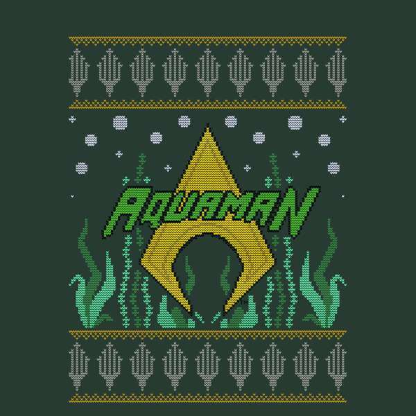DC Aquaman Knit Men's Christmas T-Shirt - Forest Green - S