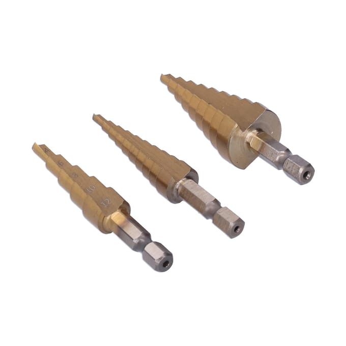 3 Stuks Trappenboor Ti-geplateerd Legeringsstaal Zeskantige Schacht Rechte Groef 312412420
