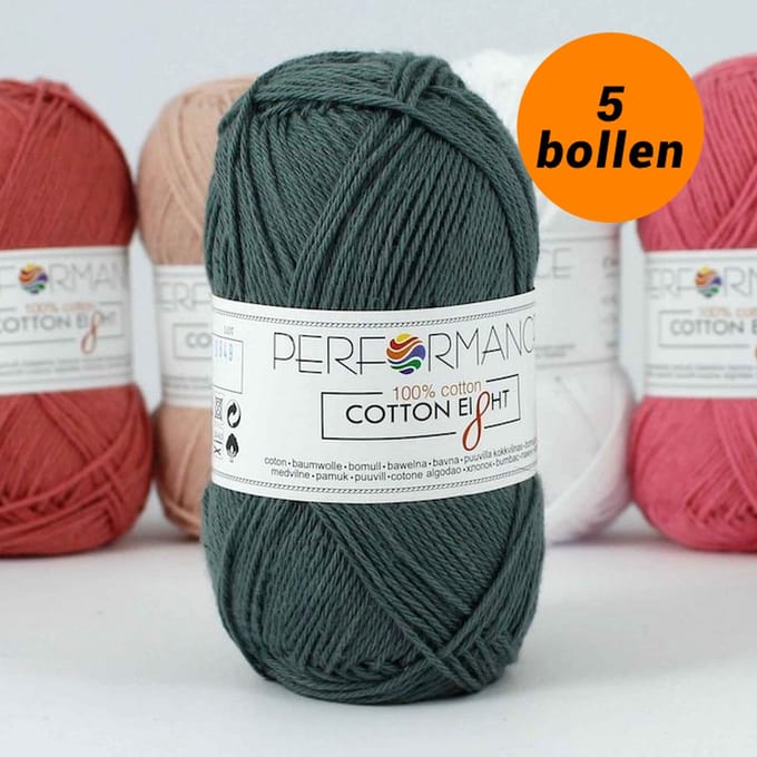 Cotton eight haakkatoen grijs groen (1190) - 5 bollen van 1 kleur