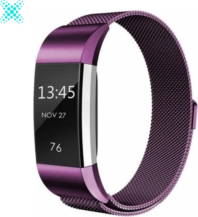 MY PROTECT - Milanees Bandje Geschikt Voor Fitbit Charge 2 - Schakel Band - Paars