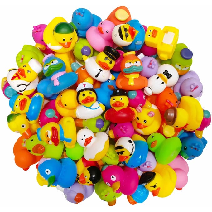 1-100 Stuks Rubberen Eendjes Groothandel Assortiment Eendjes Voor Jeep Eendjes Drijver Eend Bad Speelgoed Feest Bedankjes blue