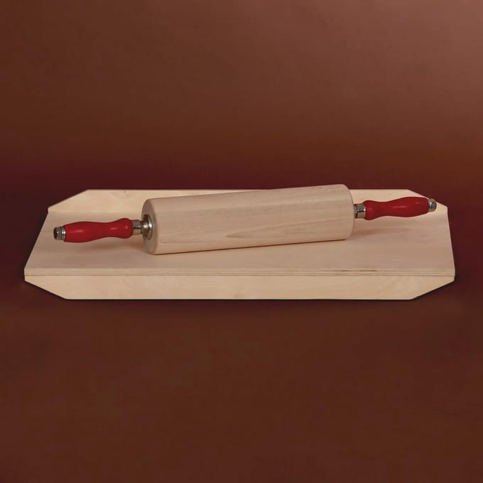 Deegroller Beukenhout - Deeguitroller Profiel - Bakken Thuis - Roestvrijstalen Kogellagers - 35cm Langx8cm Ø - Rood