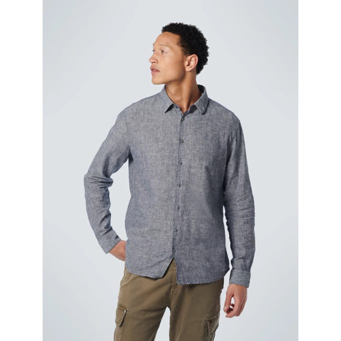 No Excess Mannen Lange Mouwen Overhemd Nacht Blauw M