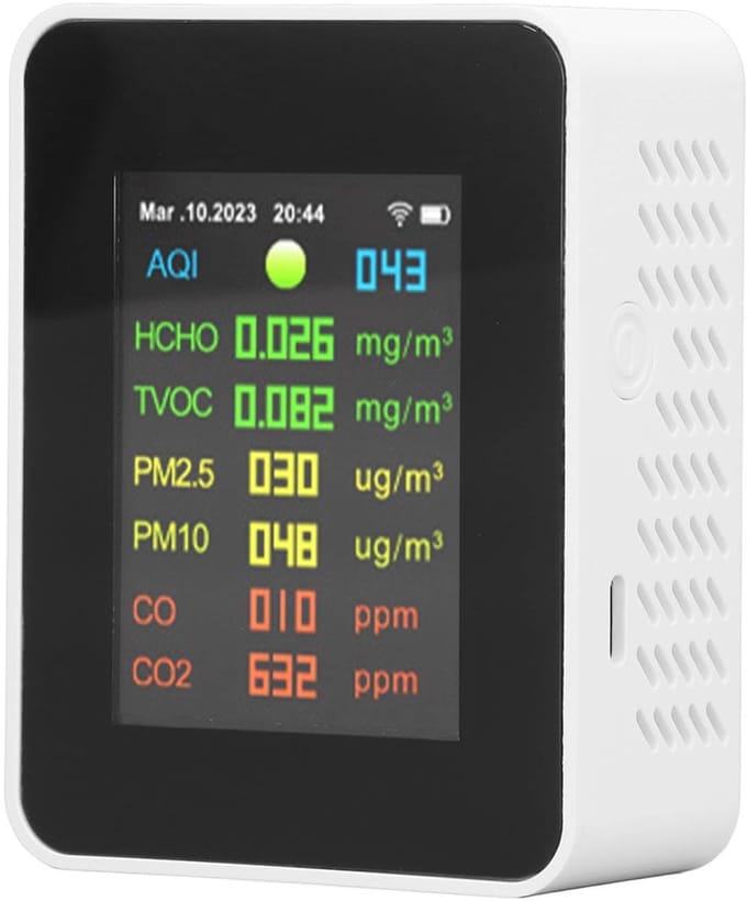 Golden crown - Luchtkwaliteitsmonitor - Multifunctionele Binnentestmeter - WiFi-luchtdetector - Compact - Binnenluchtkwaliteit - Geschikt voor thuiskant...
