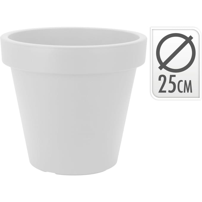 Bloempot rond 25cm wit - Extra stevig - Dubbel laags