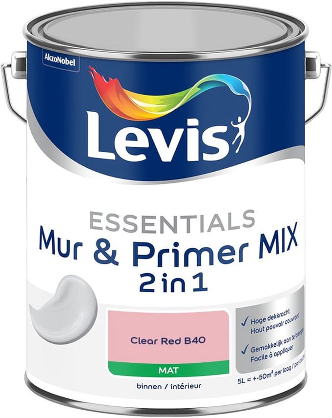 Levis - Essentials Mur & Primer Mix - Clear Red B40 - Mengverf - 5 L