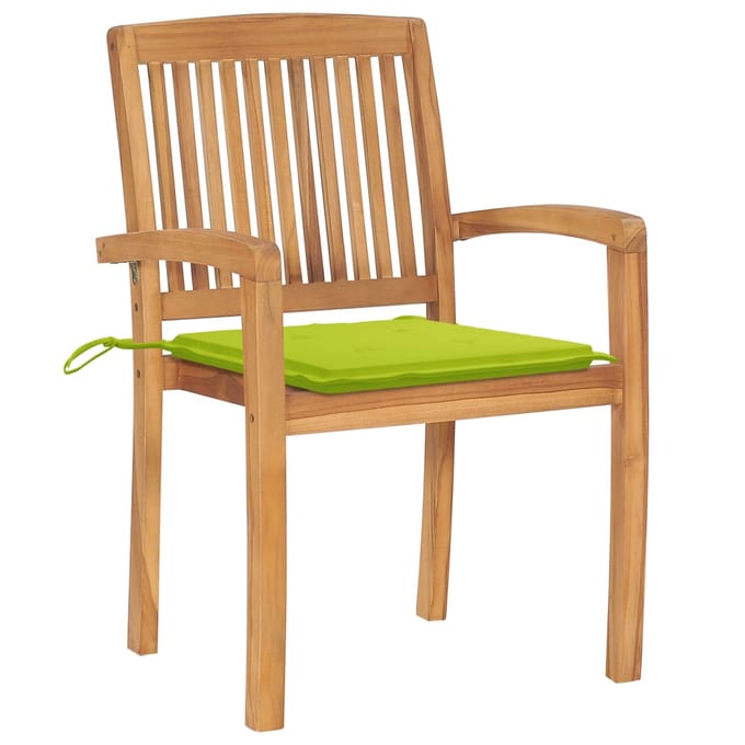 vidaXL - Tuinstoelen - stapelbaar - 6 - st - met - kussens - massief - teakhout
