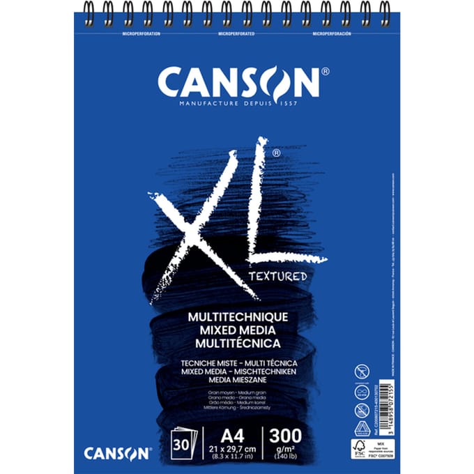 Aquarelblok Canson  XL Mix Media  A4 300gr spiraal 30 vel