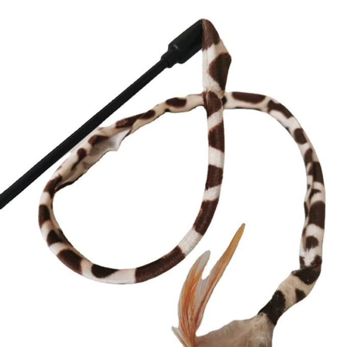 1 pièce de baguette jouet pour chat avec plume et imprimé léopard pour une utilisation intérieure et extérieure black