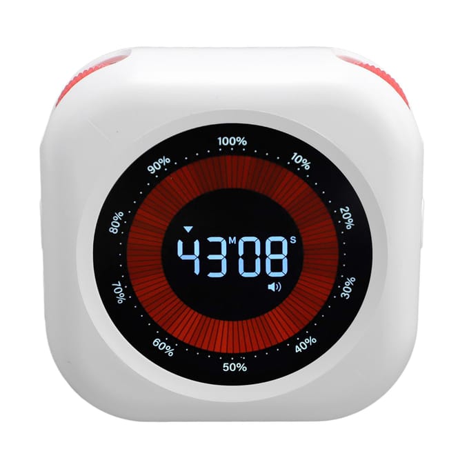 Digitale Visuele Timer Stille Oplaadbare Bureau Timer met VA Display Duidelijke Cijfers Instelbaar Volume white