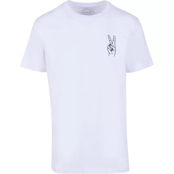 Mister Tee - Peace Sign EMB Heren Tshirt - M - Wit