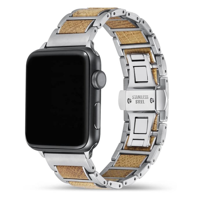 Apple Watch-bandje - walnotenhout en staal 38-41 mm