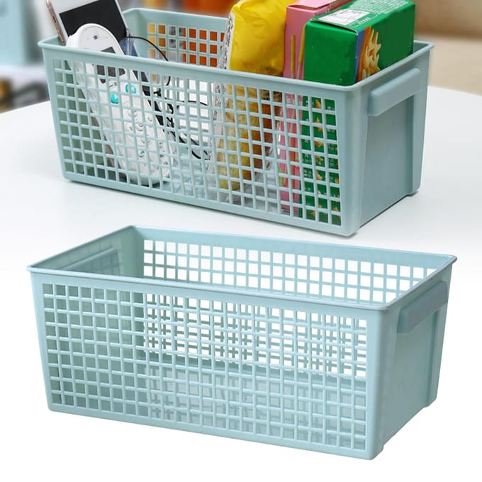 Plastic Opbergmand Rechthoekig Grote Capaciteit Opbergcontainer voor Snacks Fruit Keuken Small Size Green white