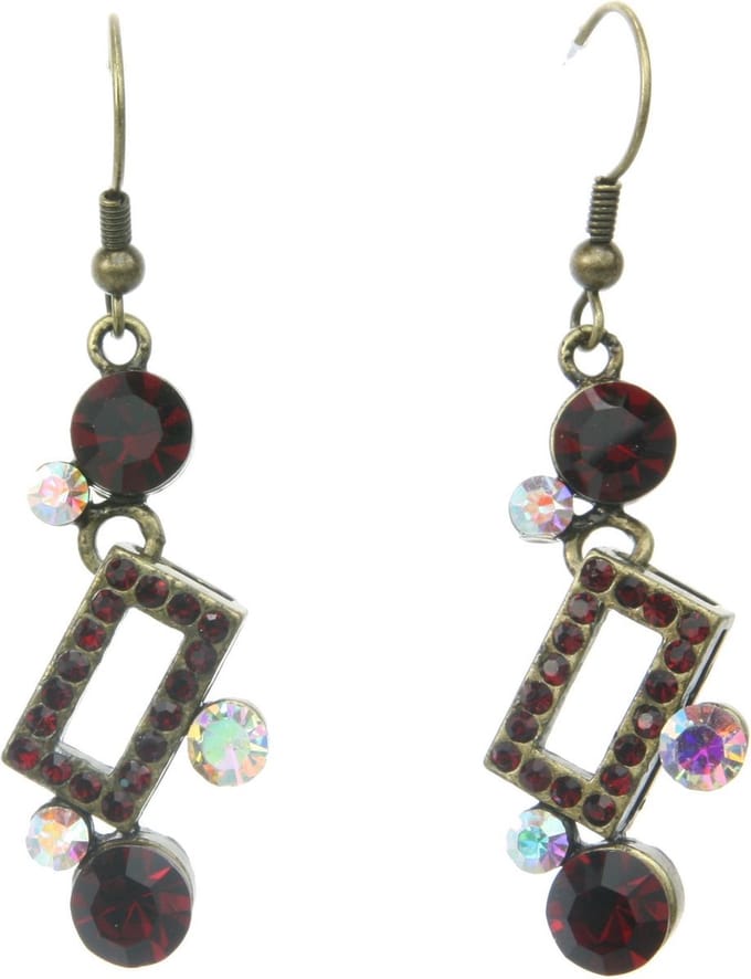 Behave - Oorhangers dames - Retro geometrisch design bruin - Nikkelvrij