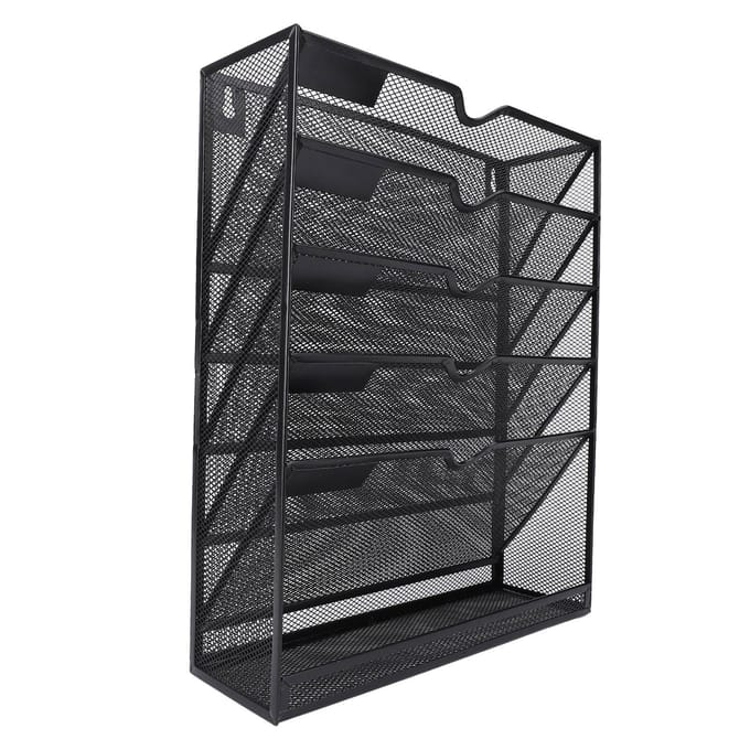Wanddossierhouder Multifunctioneel Metaal 6 Niveaus Hangend Wandgemonteerde Dossierorganizer voor Thuis gray