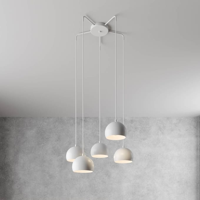 Luminex Hanglamp Sool, wit, Ø 53 cm, 5-lamps, metaal, E27