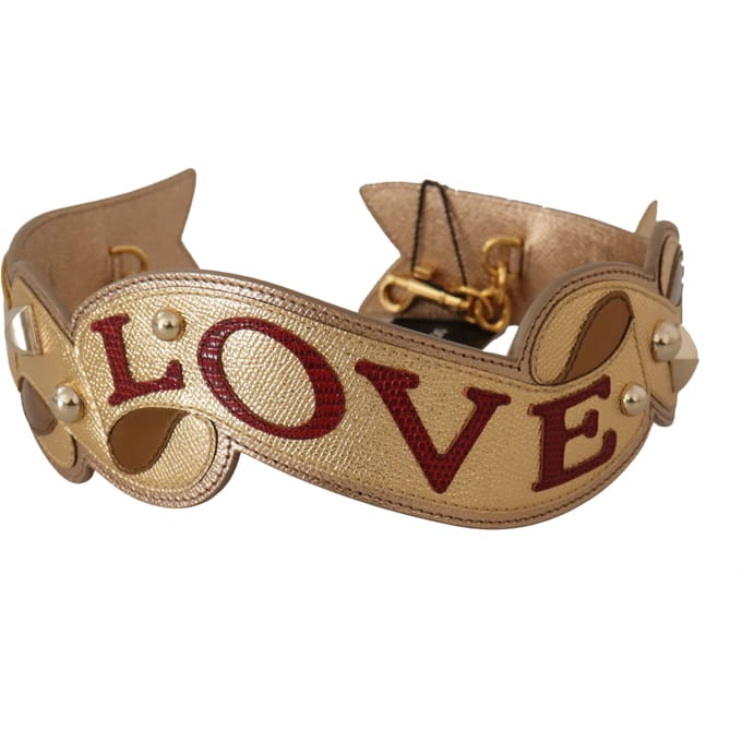 Dolce & Gabbana Elegante Gouden Leren Schouderriem voor Dames