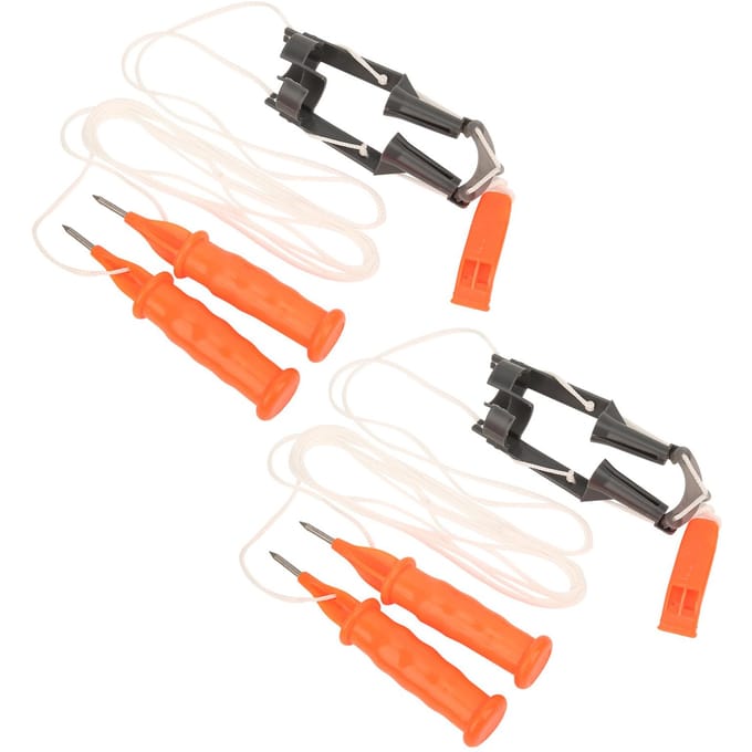 2 stuks Visveiligheidsprik Buiten Levensreddend Dubbele Handheld Hamer met Veiligheidsriem orange