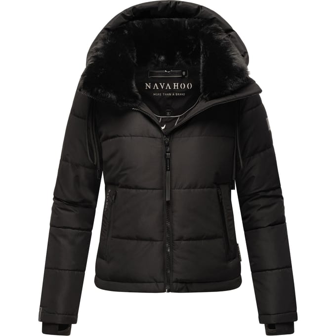Gewatteerd Navahoo Mit Liebe XIV - Kort winterjack voor vrouwen - Capuchon - zwart - XL