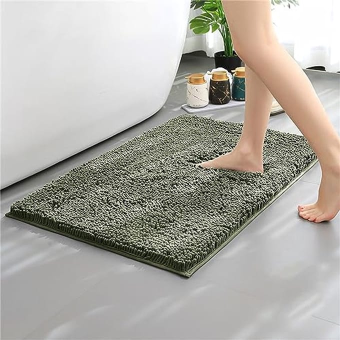 Zachte Antislip Badmat voor Badkamer - Machinewasbaar Chenille Tapijt