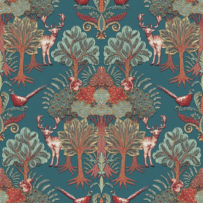 Dutch Wallcoverings - Tapestry Nordic Deer Forest Petrol Blue - TP422305