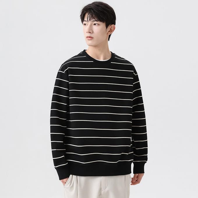 Pull rayé Homme Automne Américain Rétro Lâche Veste Décontractée 7XL black