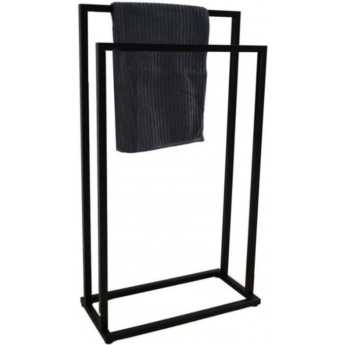 Staande handdoekhouder - Mat Zwart - Staal - 45x21,5x84,5 cm - Max. 4 handdoeken zwart