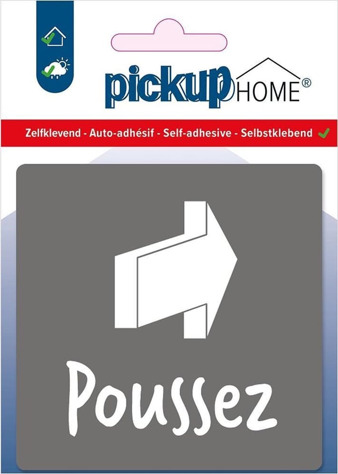 Pickup Poussez grijs gris - 90x90 mm Pictogram Route Acryl