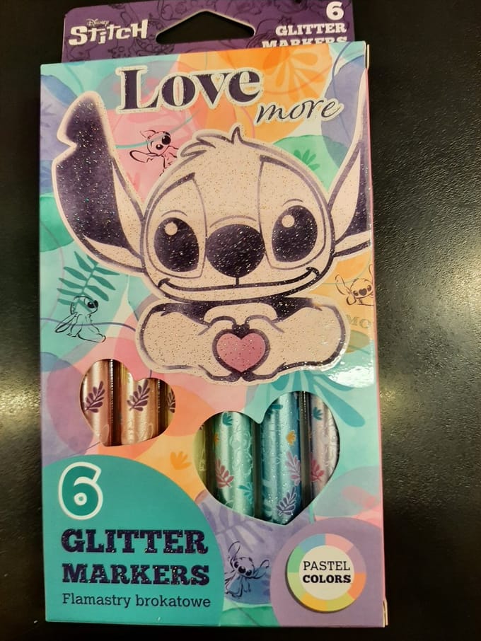 Lilo & Stitch glitter markers 6 stuks