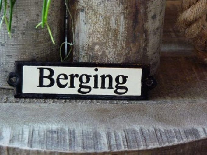 Emaille deurbordje recht 'Berging'