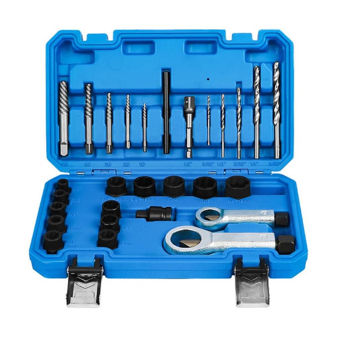 Ensemble de 28 extracteurs d'écrous endommagés, extracteur de boulons cassés, kit d'outils pour retirer les écrous rouillés 0 multicolore