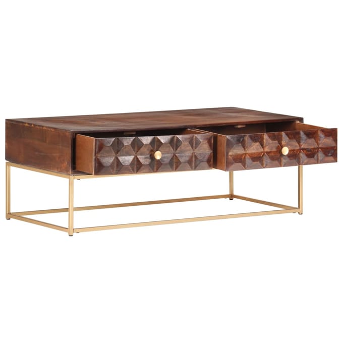 vidaXL - Salontafel - 112x50x40 - cm - Massief - mangohout