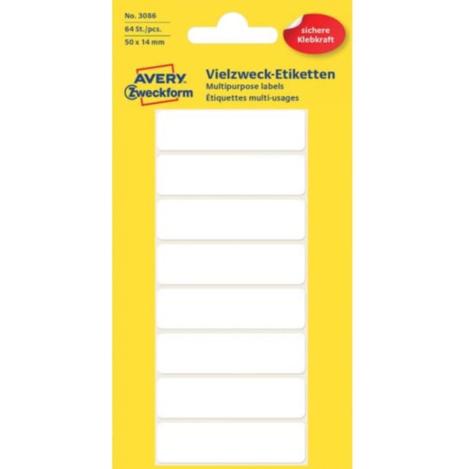 Etiket avery zweckform 3086 50x14mm wit 64 Etiketten