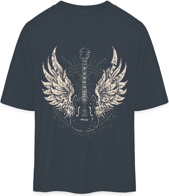 T Shirt Heren Dames - Rock Gitaar - Grijs - S